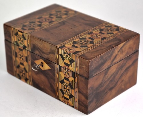 Schatulle Dose Holz mit Intarsien Victorian Stil um 1870 - 1880 R287 - Picture 2 of 11