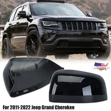 Gloss Black Rearview Side Mirror Cover Caps For 2011-2020 Jeep Grand Cherokee