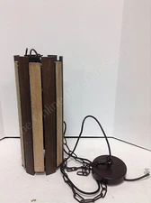 Frontgate Hanging Wooden Slated Pendant Chandelier Lamp Tan Light Log Nature 