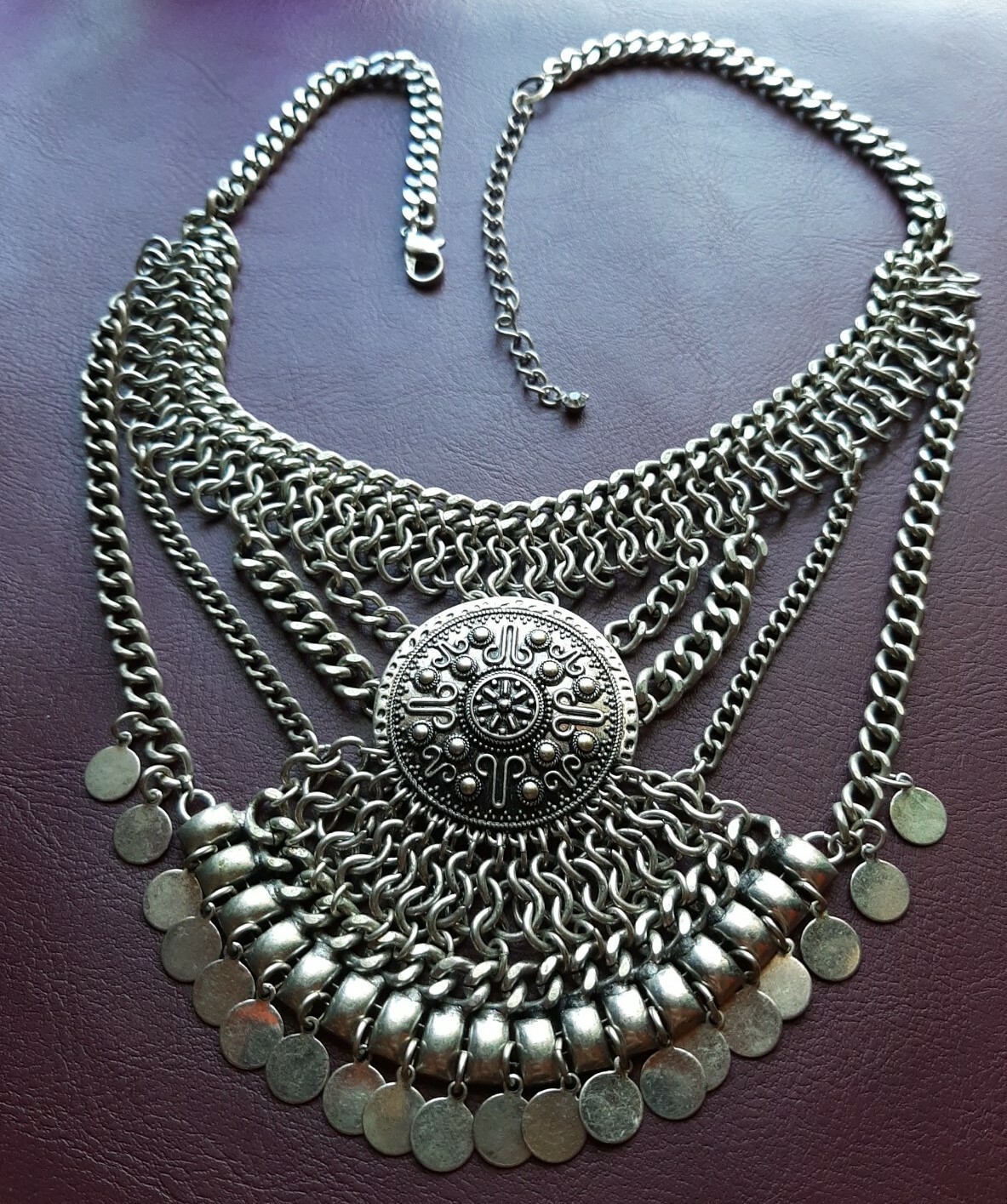 Statement Necklace Multi Chains Medallions Boho  … - image 8