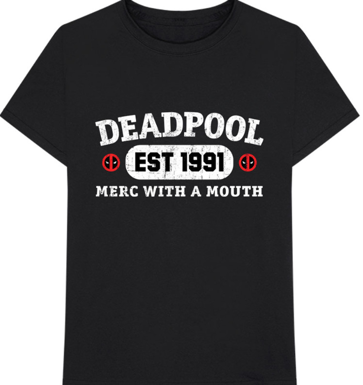 CAMISETA UNISEX MARVEL COMICS: DEADPOOL MERC CON BOCA NEGRA TALLA GRANDE