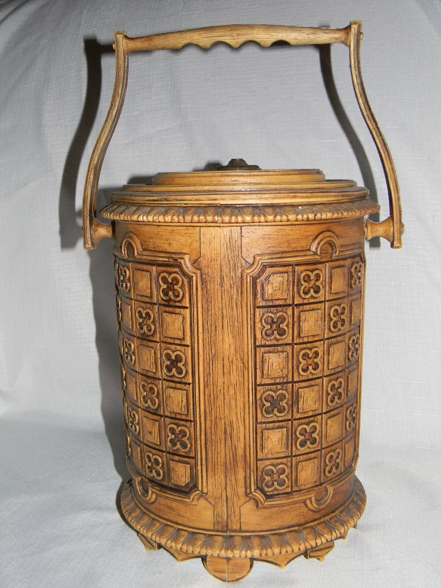 VTG Upscale Hotel Motel Ice Bucket Barware Clover Faux Wood Plastic MCM TIKI BAR