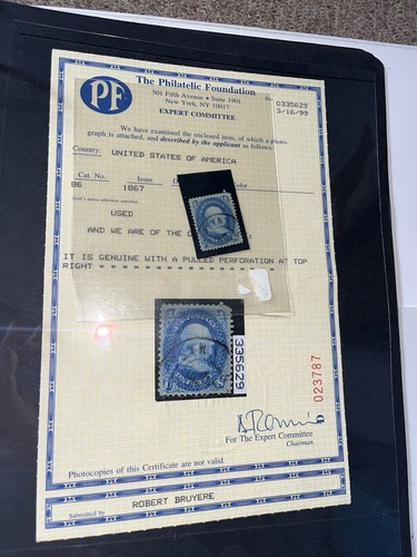 US #86 1c BENNY BOY E GRILL MASS MA CANCEL VF/XF DEEP BLUE 1867 STAMP + PF CERT - Picture 3 of 24
