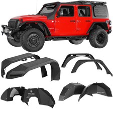 Front & Rear Steel Fender Flare + Inner Fender Liner fit 18-26 Jeep Wrangler JL