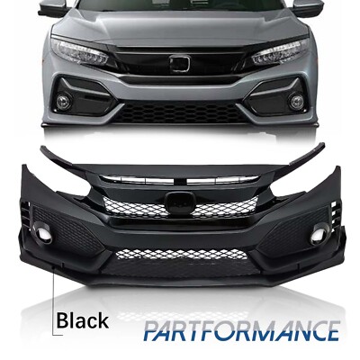 Front Bumper Grille Cover Kit Set Fit 2016-2021 Honda Civic Sedan Type
