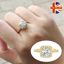 14ct Gold Filled 925 Sterling Silver Adjustable Princess Cut CZ Square Ring Band