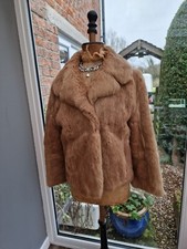 Vintage Stylish Edward Stuart Caramel Real Coney Fur Jacket Size 10