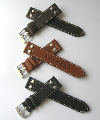 Sattelleder Nietenuhrband 22 mm Handmade in Germany kompatibel mit Aristo usw.