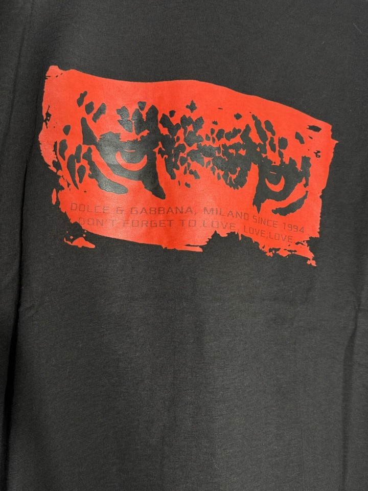 Dolce Gabbana Black Graphic T shirt Men Size XL Short Sleeve Cotton