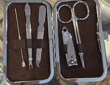 Travel Manicure Set Stainless Steel Nail Clipper Kit 5 PCS Compact Pedicure Kit