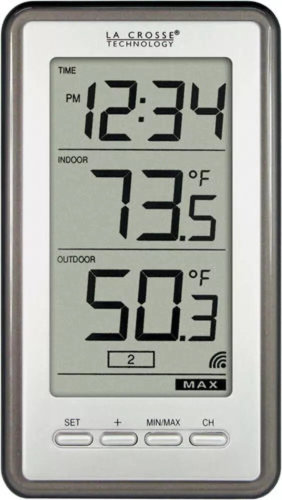 Wireless inside-outside thermometer