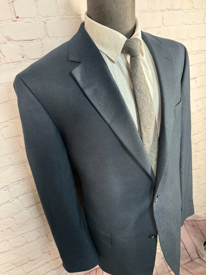 ANDREW FEZZA Mens Navy Blue REG FIT 2 Button Sport Coat Blazer Jacket SIZE 44L - Image 3 of 4