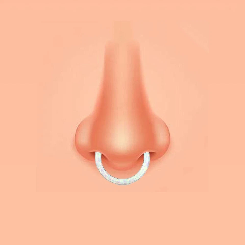 1 16 GA 5/16" Ópalo Blanco Pendiente Frontal Ópalo Tabique Oreja Bisagras Hélice Tragus C301 Foto 2 de 4