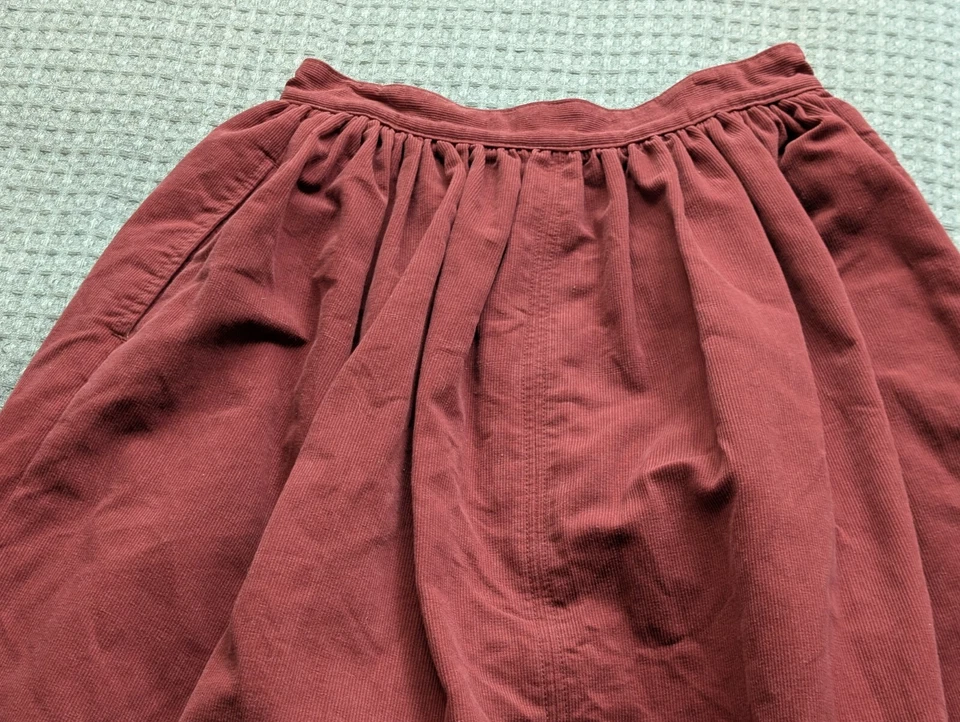 As Ever NYC Skirt Women 28 Red Terra Cotta Corduroy Button Front Pleated USA - Image 4 of 4