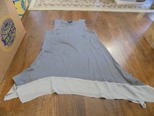 H by Halston Classy Dress sz 4 Gray Sleeveless Assymetrical Hem Sheer EUC Pretty