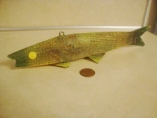 HARVEY CASE Fish DECOY Akele Minnesota WOOD  ICE SPEARING Fishing LURE Folk Art!