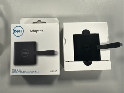 Gebraucht in sehr gutem Zustand Dell DA200 USB-C auf HDMI/VGA/Ethernet/USB 3.0 Adapter - Schwarz