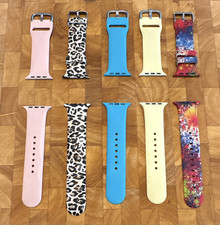 Apple Watch 42mm Silicone Two-Piece Bands Lot of 5, Multicolor Casual