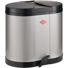 Wesco Pedal Bin Ökosammler Rubbish Bin 170 Silver 2x15 L Double Waste Bins 30 L