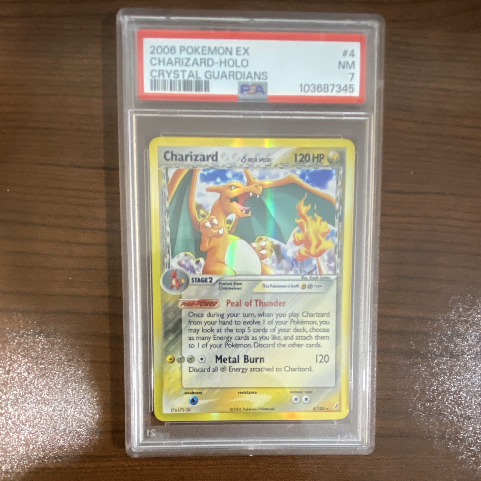 Pokemon 2006 EX Crystal Guardians Charizard Delta Species 4/100 Holo PSA 7