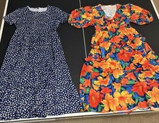 (BUNDLE) Floral Leaf Print Long Dresses, Short/Puff Sleeve, M Lyrur & Sissiyaki