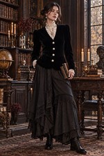 Scott McClintock Vintage Black Velvet Pearl Button Evening Jacket Sz 12 USA Made