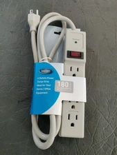 4 OUTLET POWER STRIP WITH SURGE PROTECTION 2 FT 4 GUAGE 3 PRONG GROUNDED PLUG
