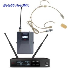 Beta55 Beige Headset Wireless Microphone System QLXD4 BeltPack 100 Channel Set