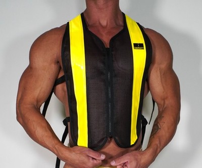 MEN'S BLACK REFLECTOR VISIBILITY STRIPE VEST ADULT OS