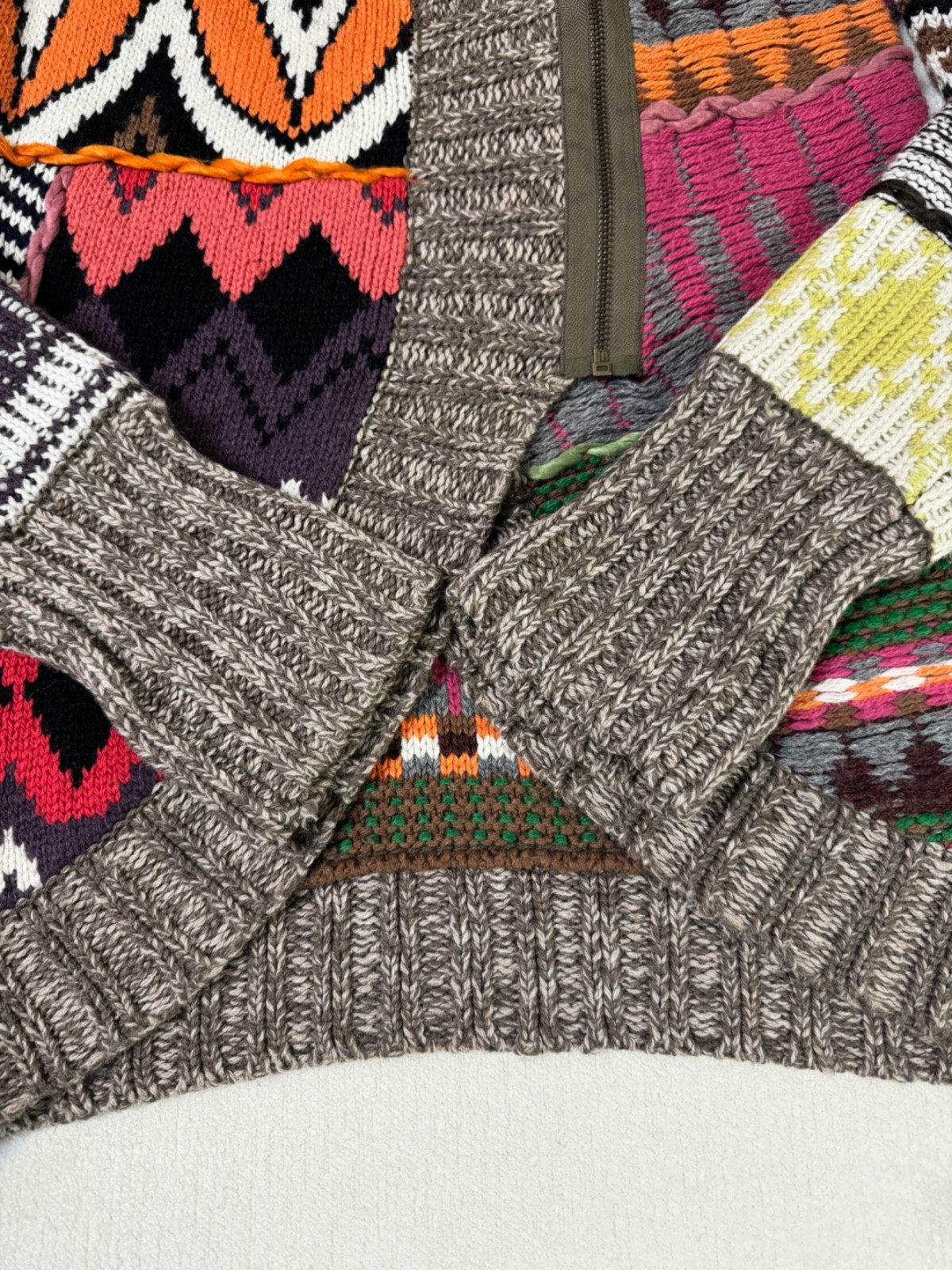 Desigual Multicolor Patchwork Geometric Knit Zip … - image 10