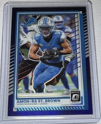 AMON-RA ST. BROWN 2025 DONRUSS OPTIC FOOTBALL PURPLE PRIZM LIONS 13/60 Q4362
