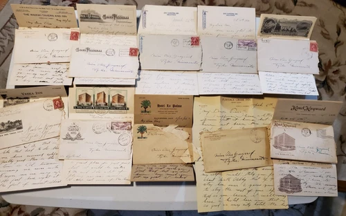 VINTAGE 1920'S-30'S HOTEL/MOTEL POSTAL COVERS+LETTERHEADS LETTERS TO VERA