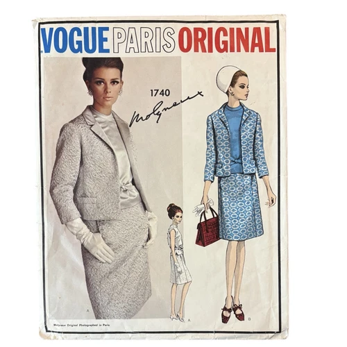 Vintage Vogue Paris Original Molyneux 1740  Pattern Ca. 1967 Bust 32” Uncut FF