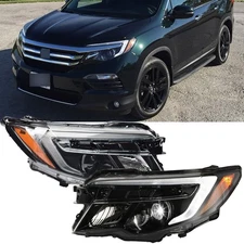 Pair LED Headlights Headlamp w/DRL For 2016-2021 Honda Pilot 2017-2021 Ridgeline