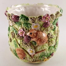 The Village Collectables Flower Pot By Annie Rowe, Mice in Nature, Ceramic