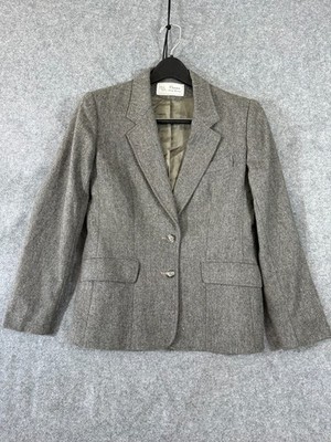 Classica Evan-Picone Wall Blazer Jacket Womens 8 Heather Gray Lined Notch Lapel
