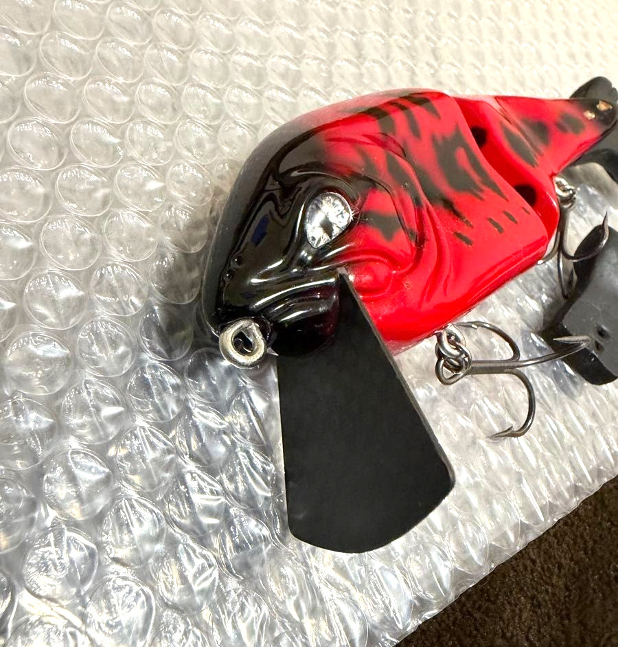 Bass Rock Nihill Bass Lure Black Red Color Used Handmade 15cm Swimbait - Image 6