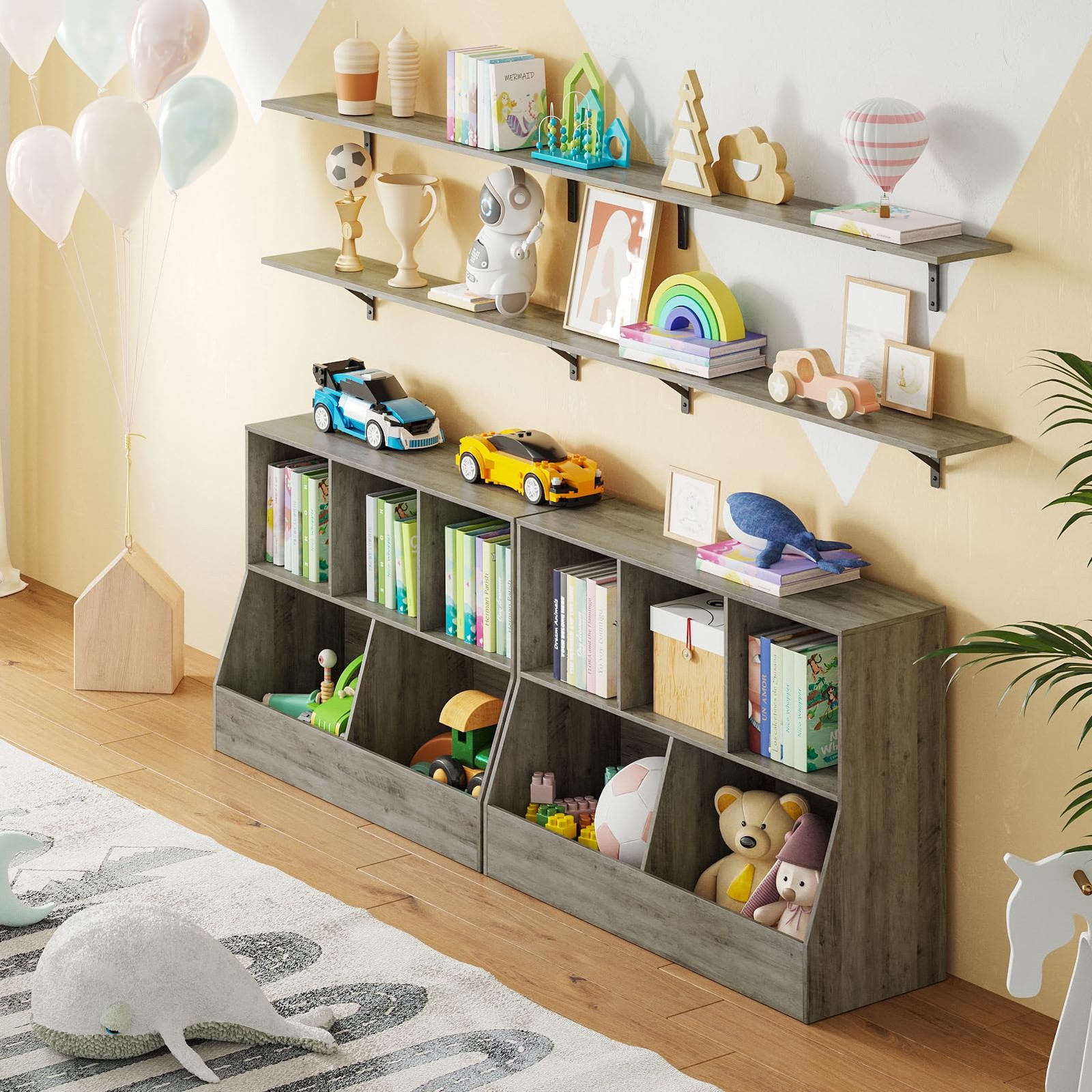 Long Wall Shelves, 47.3Inch Wall Mounted Shelves Set of 2, Extra Large Wall S...