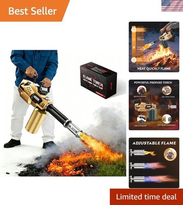 Multi-Function Propane Torch with Adjustable Flame - Ideal for Garden & Campfire