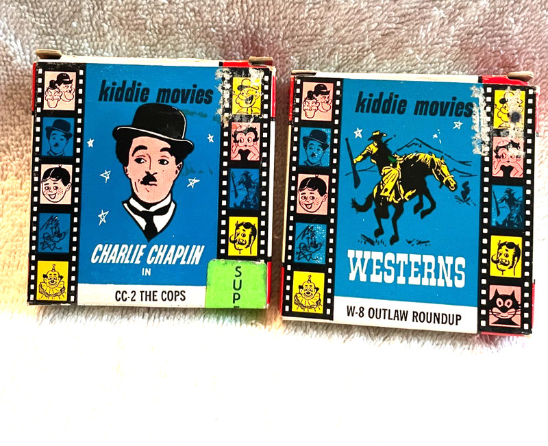 VINTAGE MOVIE MEMORABILIA 8 MM FILMS KIDDIE MOVIES CHARLIE CHAPLIN WESTERNS (2)
