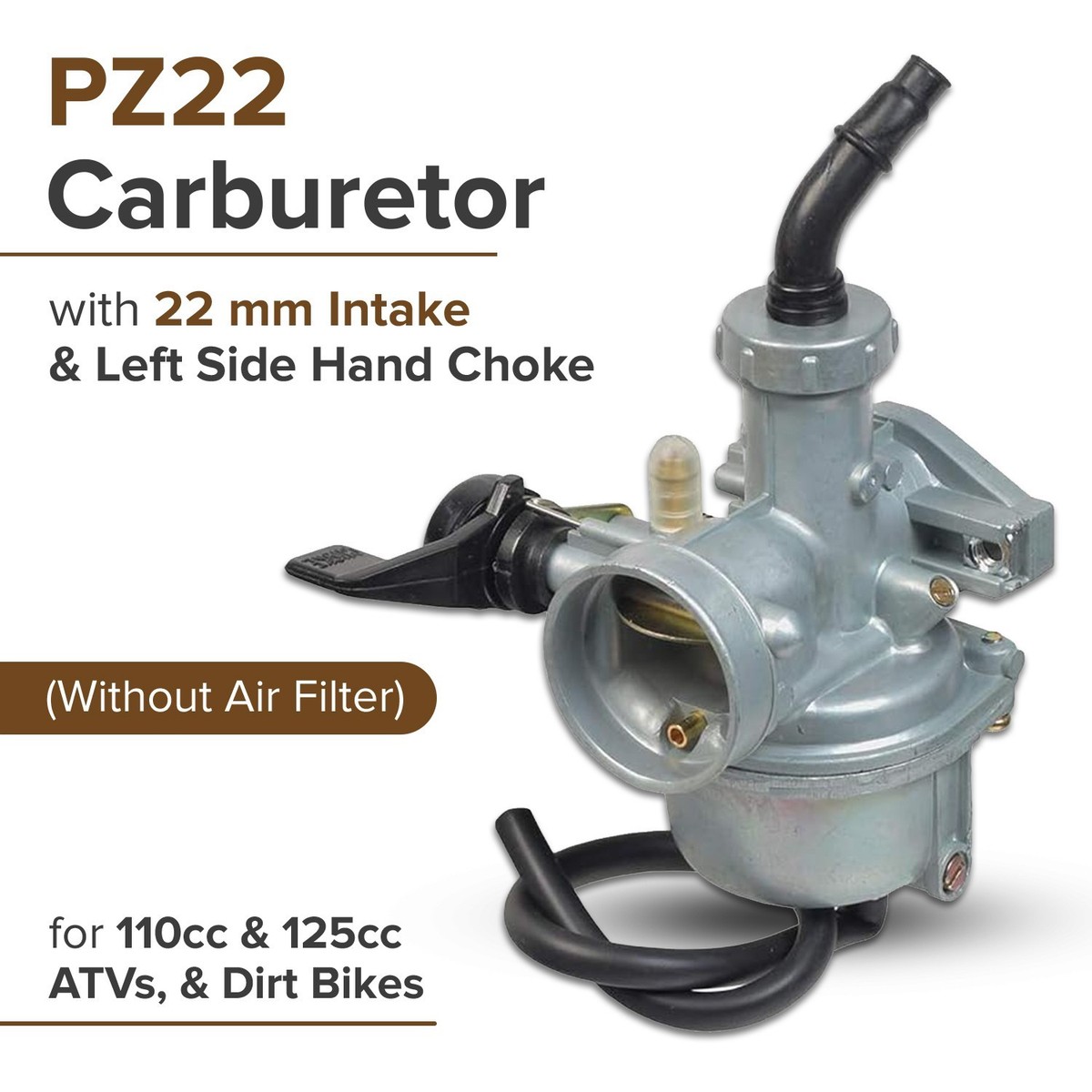 PZ22 Carburetor with 22 mm Intake Left Side Hand Choke for 110cc