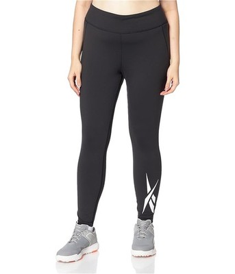Reebok Womens Lux Vector Compression Athletic Pants, Black, Plus Size, 2X 18-20W