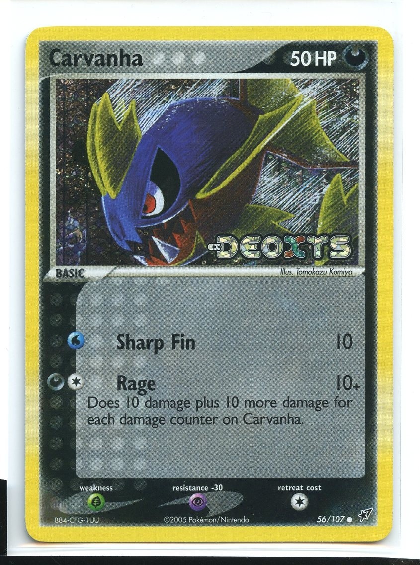 Carvanha Reverse Holo Common NM 56/107 EX Deoxys Pokemon