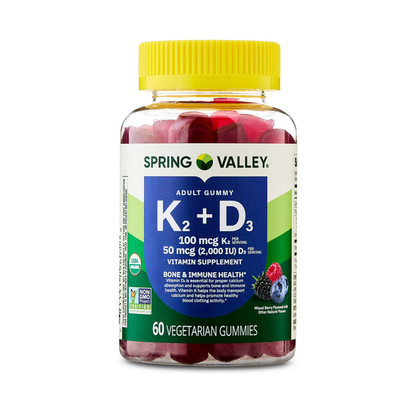 Spring Valley Vitamin K2 + Vitamin D3 Gummies, Mixed Berry, 60 Count, Supplement