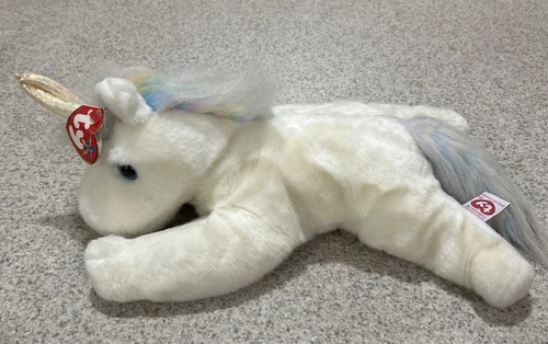 Ty Beanie Buddies Mystic The Unicorn - Iridescent Horn. Rainbow Hair. Rare Vtg