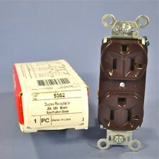 Pass & Seymour 5362 Brown 20A Receptacle Duplex Outlet 5-20R Specification Grade