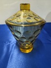 Vintage Hazel Atlas Amber Optic Dots Art Glass Candy Jar With Lid El Dorado MCM