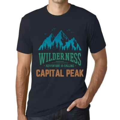 Herren Grafik T-Shirt Wildnis Abenteuer ruft Hauptstadtgipfel   Wilderness,
