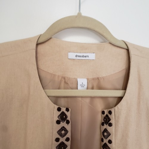 Womens Dress Barn Dress Jacket, Tan And Brown, Size L - Picture 2 of 3