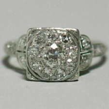 Art Deco 1.20 Ct White Diamond Vintage Engagement Ring 925 Sterling Silver